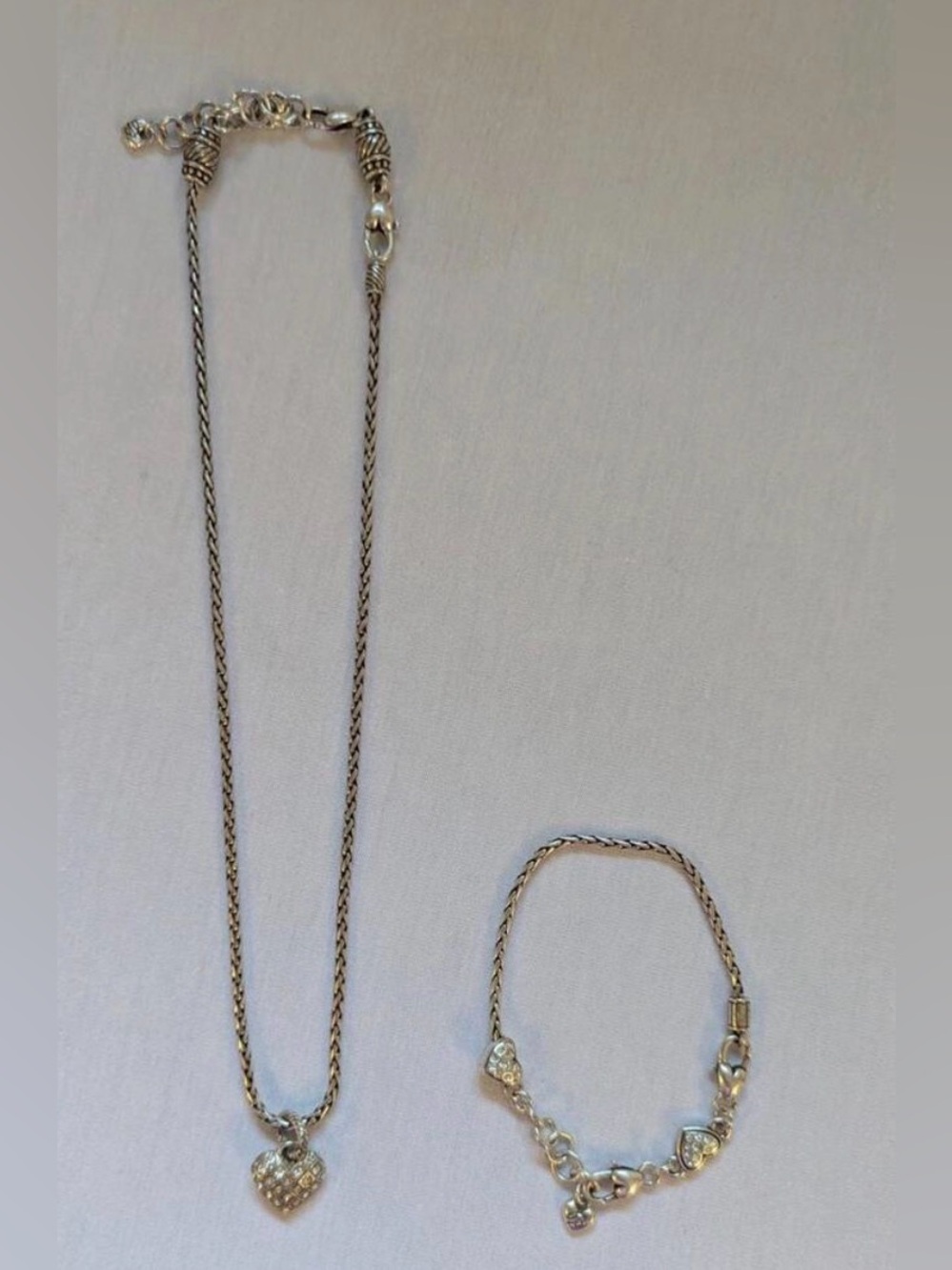Brighton Silver-Tone Heart Necklace and Charm Bracelet - Silver